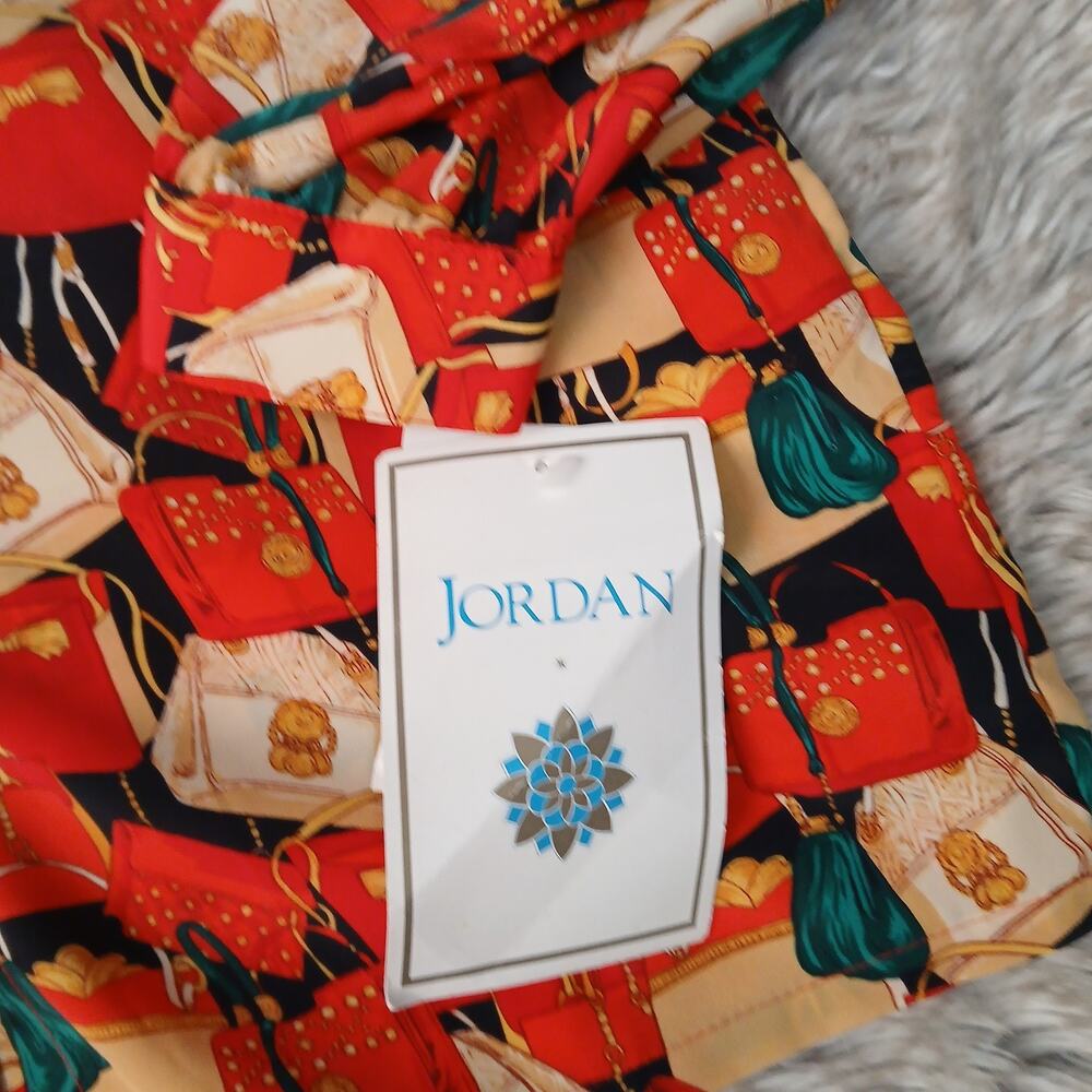 VTG Jordan Blouse Sz 10 Made in Korea Purse Novelty Print Button Down Shirt 80s - Picture 2 of 7